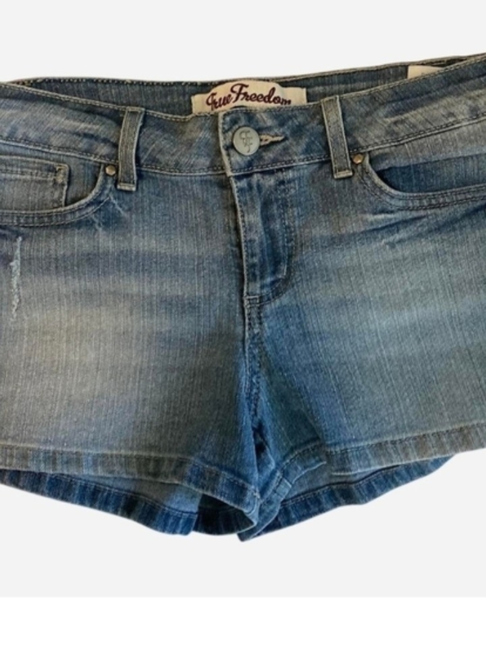 True Freedom Light Blue Denim Button-Front Shorts
